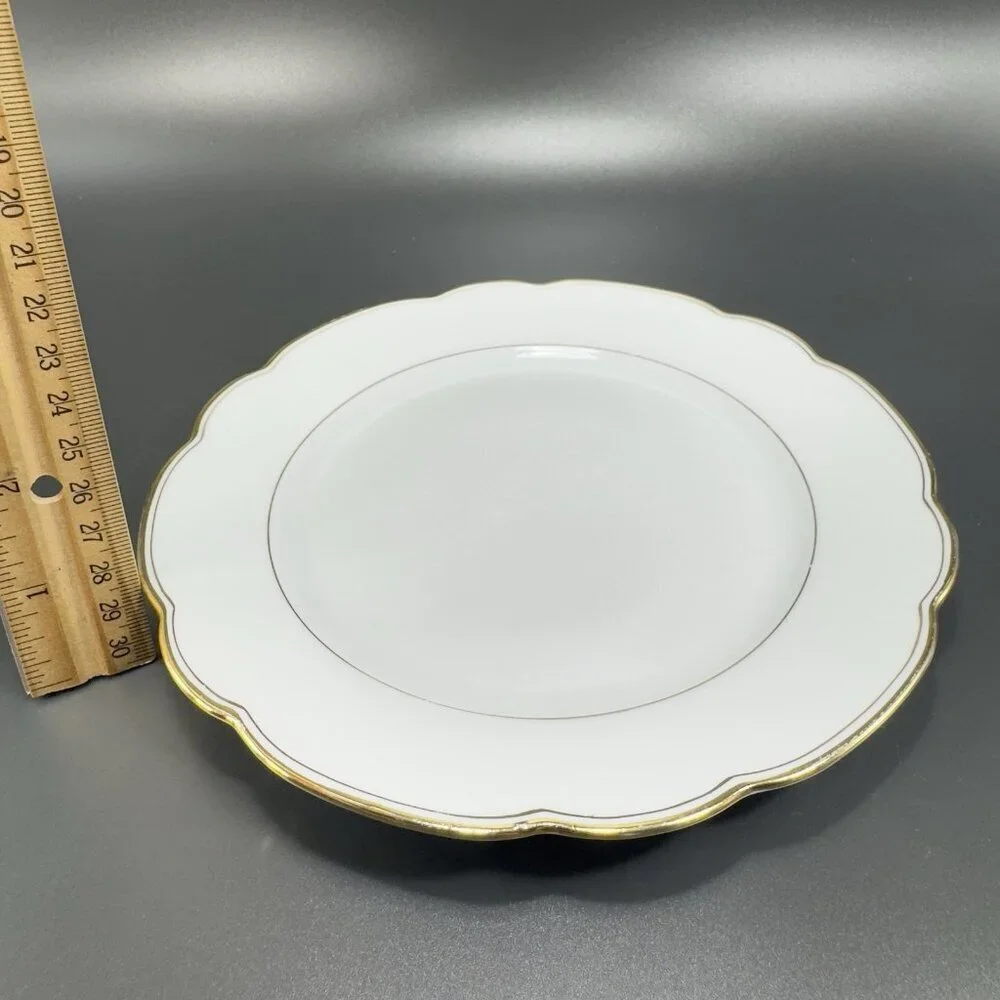 D&R W Weissen Bavaria Zeh Scherzer Germany Porcelain‎ Plate Dish Gold Trim Set 2